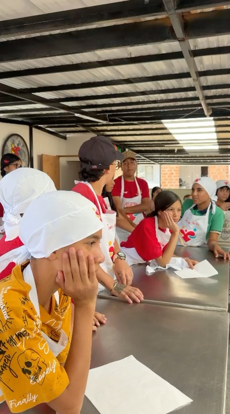 Listening closely in baking class.