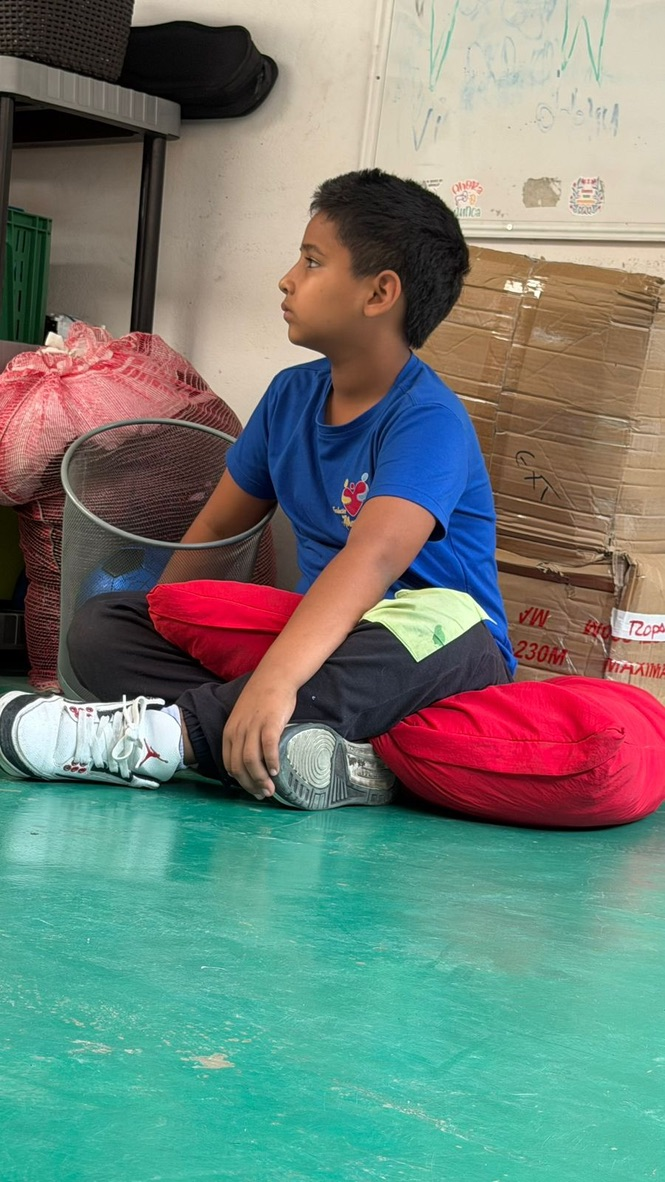 Taking a break at the center.