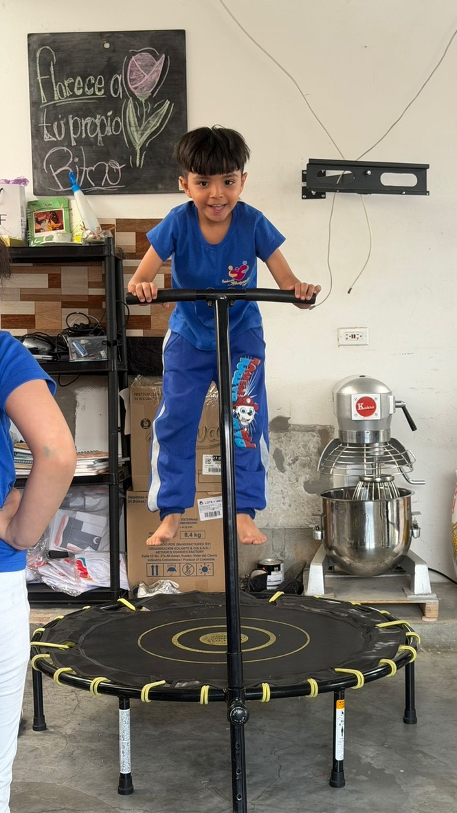 Bouncing on the trampoline.