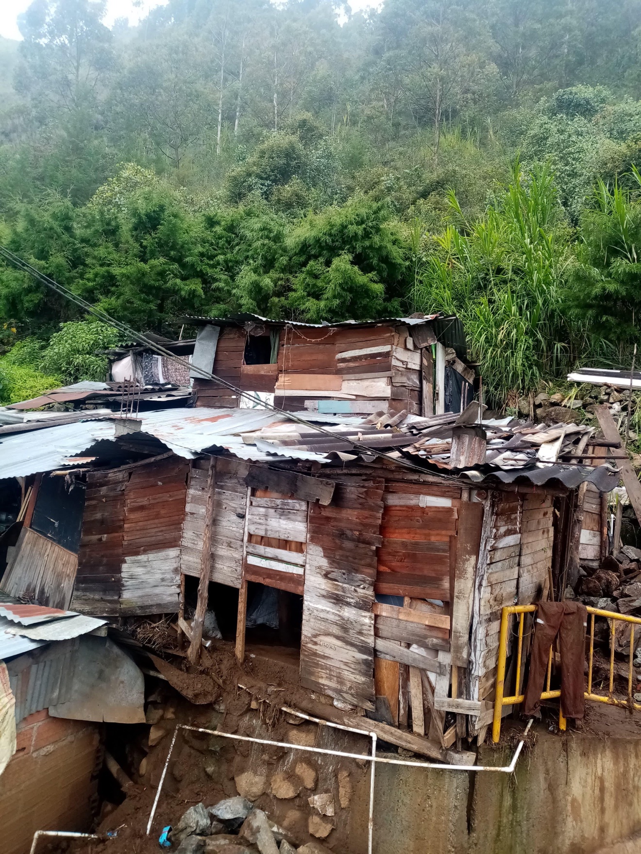 Wooden home damaged in a natural disaster