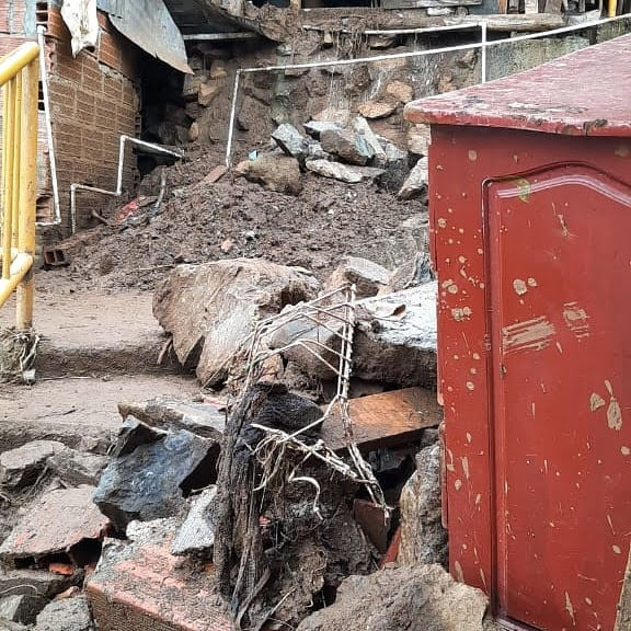 Debris left behind after the landslide.