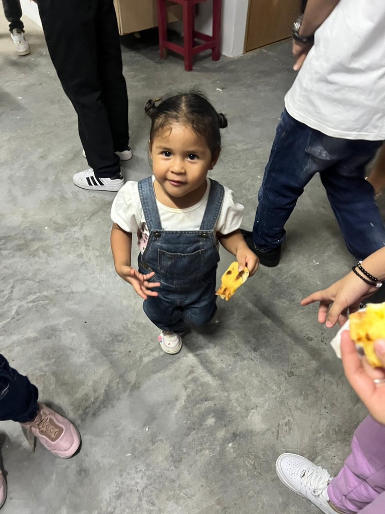 One of our youngest guests at pizza night.