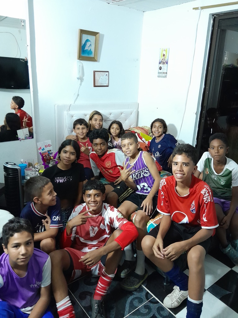 Young players together after soccer.